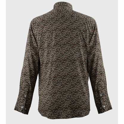 Back view of men's long sleeve chevron pattern viscose shirt