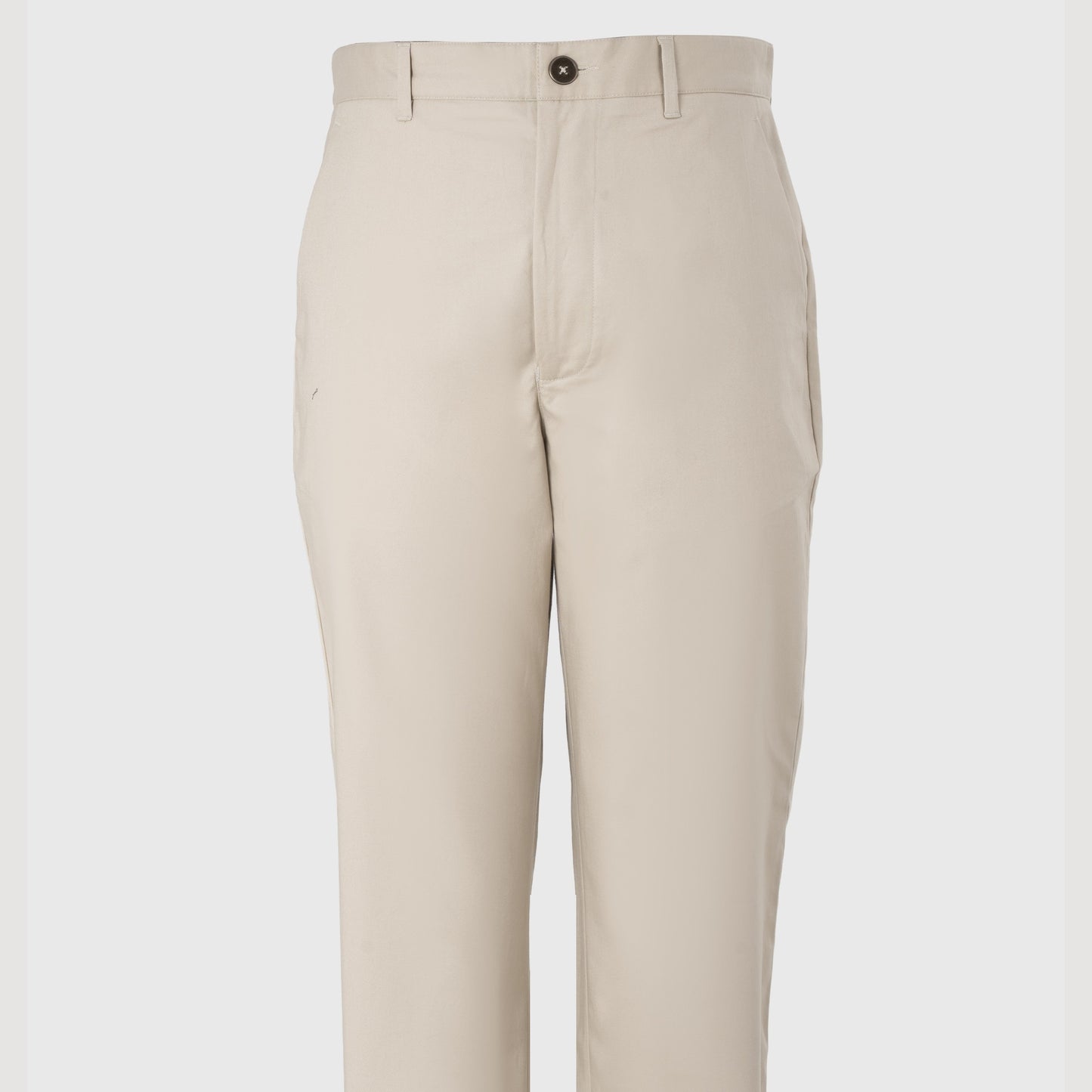 Beige classic fit cotton-lycra trousers with flat-front waistband and Heritage buttons