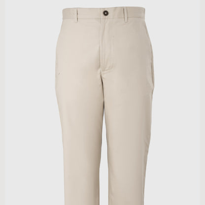 Beige classic fit cotton-lycra trousers with flat-front waistband and Heritage buttons