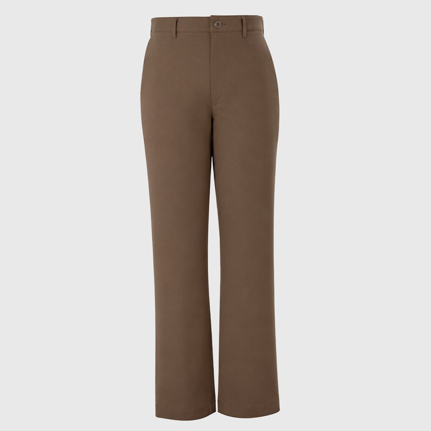Khaki brown classic fit cotton lycra trousers with twill weave and heritage buttons
