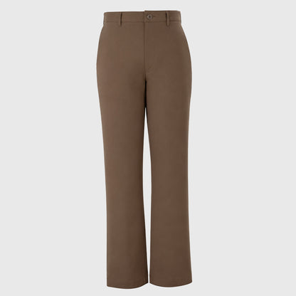 Khaki brown classic fit cotton lycra trousers with twill weave and heritage buttons