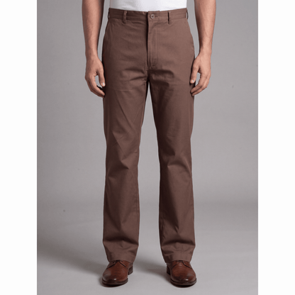 Khaki brown classic fit cotton-lycra trousers with twill weave and Heritage buttons