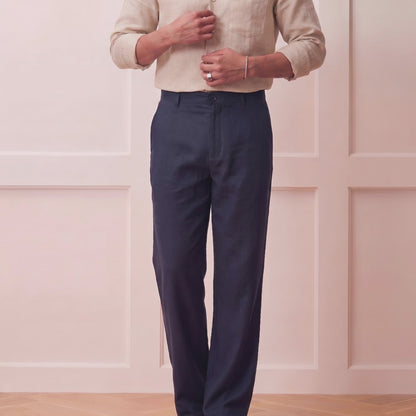Sculpted Ease: The Fluid Lyocell-Linen Trouser| The Privé Edition