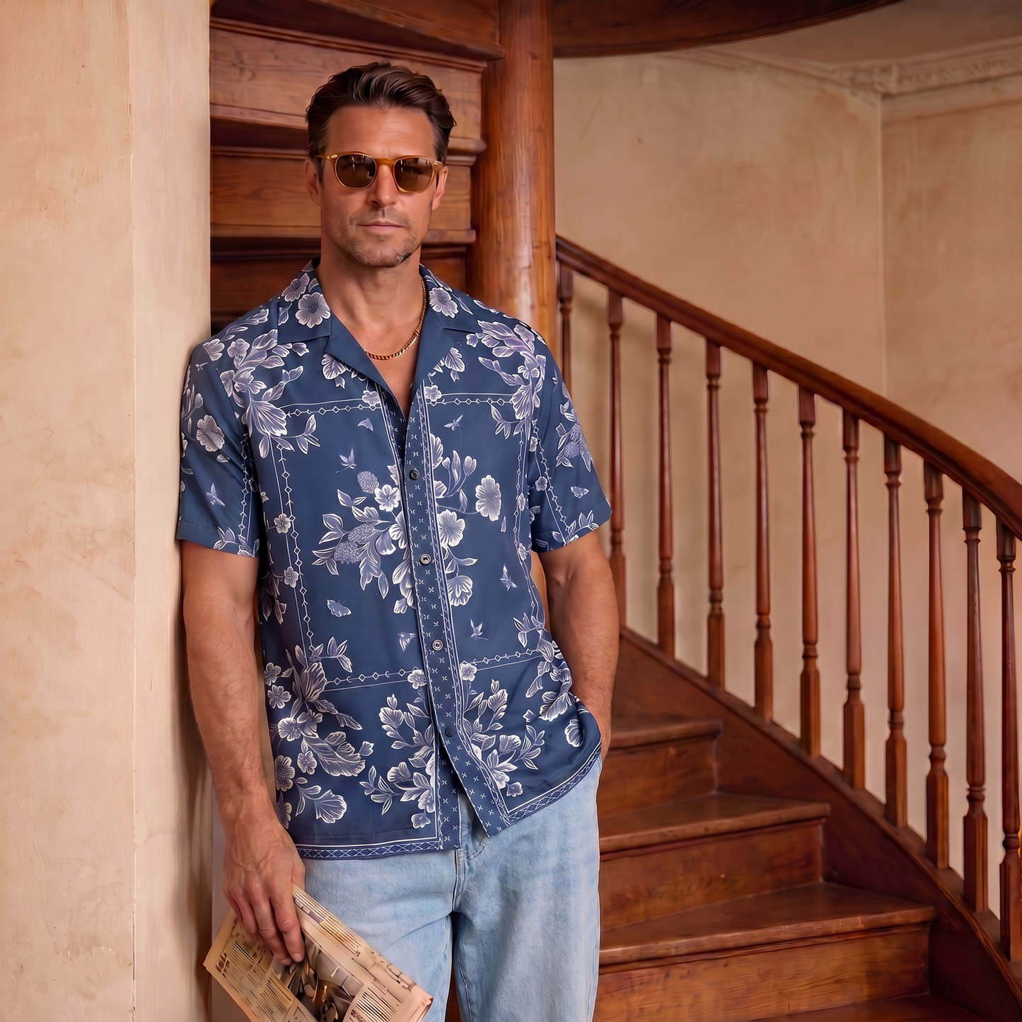 Pure Cotton Scarf Print Cuban Shirt| The Prive' Edition