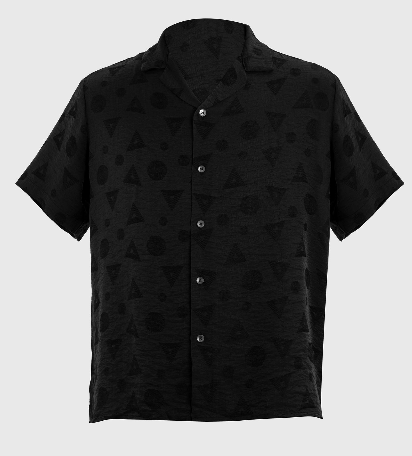 Midnight Geo Texture: A Fluid Viscose Relaxed Jacquard Shirt| The Privé Edition