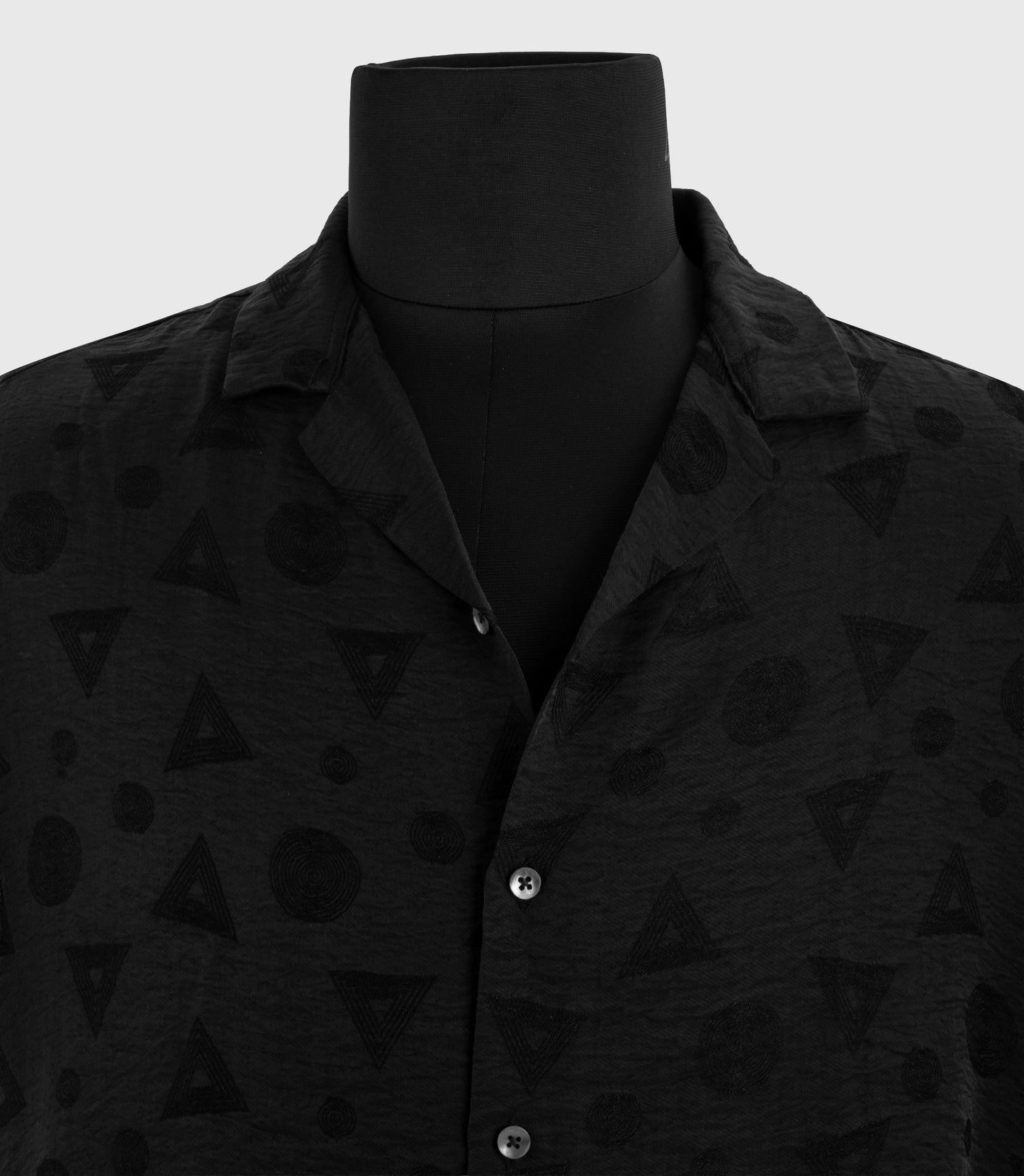 Midnight Geo Texture: A Fluid Viscose Relaxed Jacquard Shirt| The Privé Edition