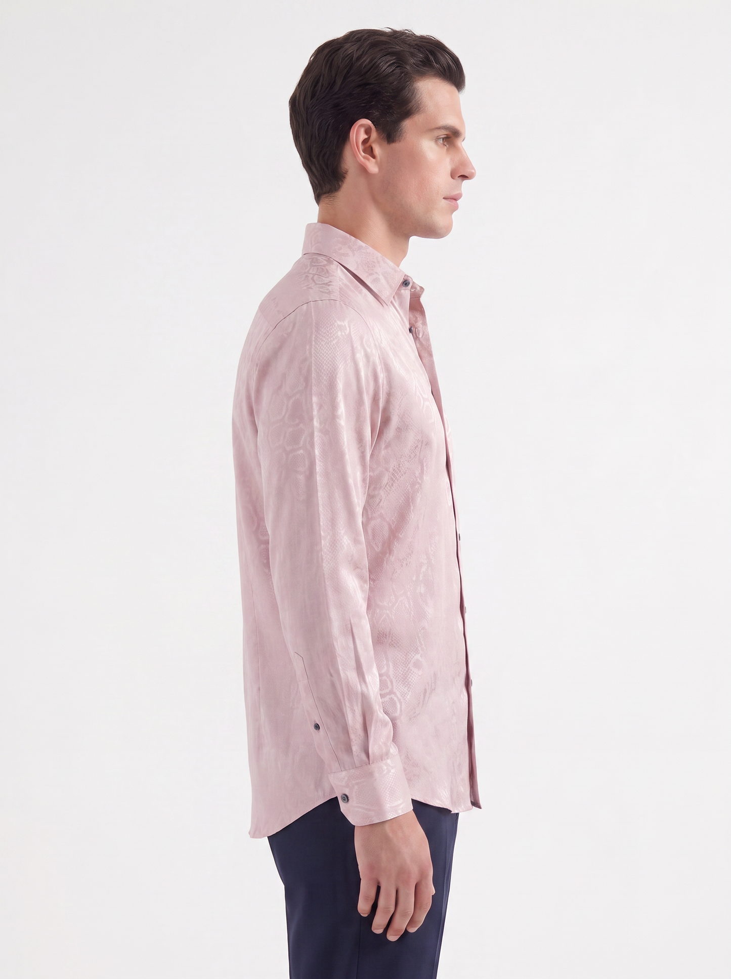 Lustrous Pink Viscose Jacquard Shirt| The Privé Edition